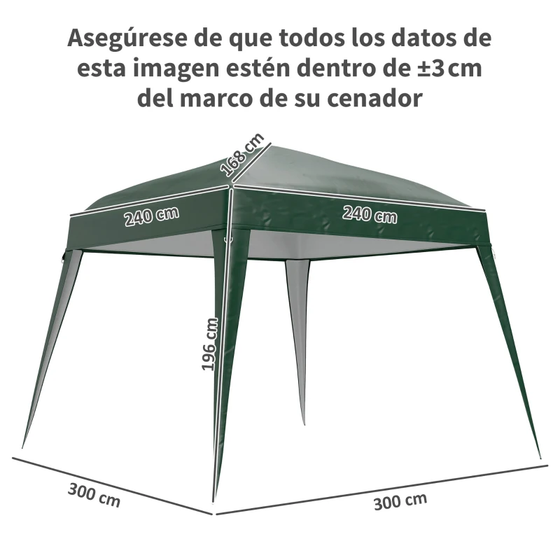 Outsunny Toldo de Recambio para Carpa Plegable de 2,4x2,4 m con Protección Solar UPF 50+ y Cierres de Velcro Verde SOLO TOLDO