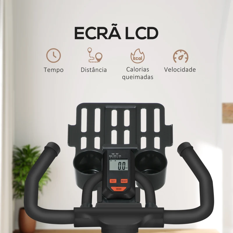HOMCOM Bicicleta Estática com Resistência Ajustável Volante de Inércia de 8 kg Ecrã LCD Guiador e Assento Ajustável 103x53x100-114 cm Preto e Vermelho