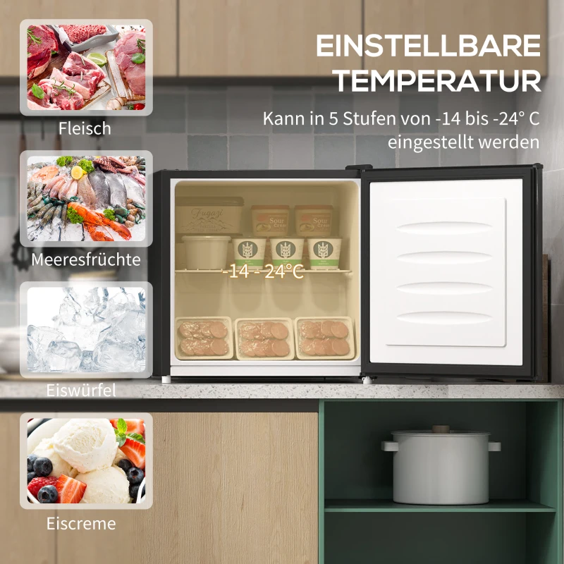 HOMCOM Mini-Vriezer 35 L Vriesbox Elektrisch Vrijstaand 45 W Mini Vriezer 47 x 44,2 x 48,8 cm Zwart(m-4)