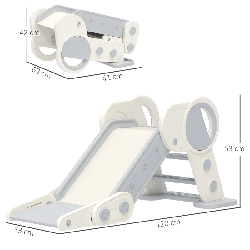 AIYAPLAY Foldable Kids Slide, Freestanding Baby Slide, for Ages 1.5-3 Years, Grey & Beige