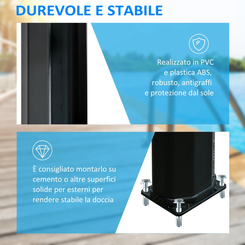 Outsunny Doccia Solare Riscaldata 55° per Esterno con Serbatoio da 35 Litri e Miscelatore, Nero