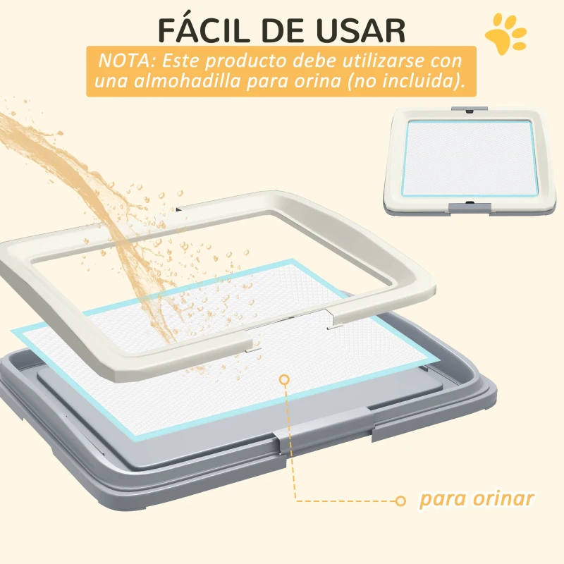 PawHut Inodoro para Perros con Bandeja para Entrenamiento de Cachorros en Exterior e Interior 63x48,5x6 cm Gris