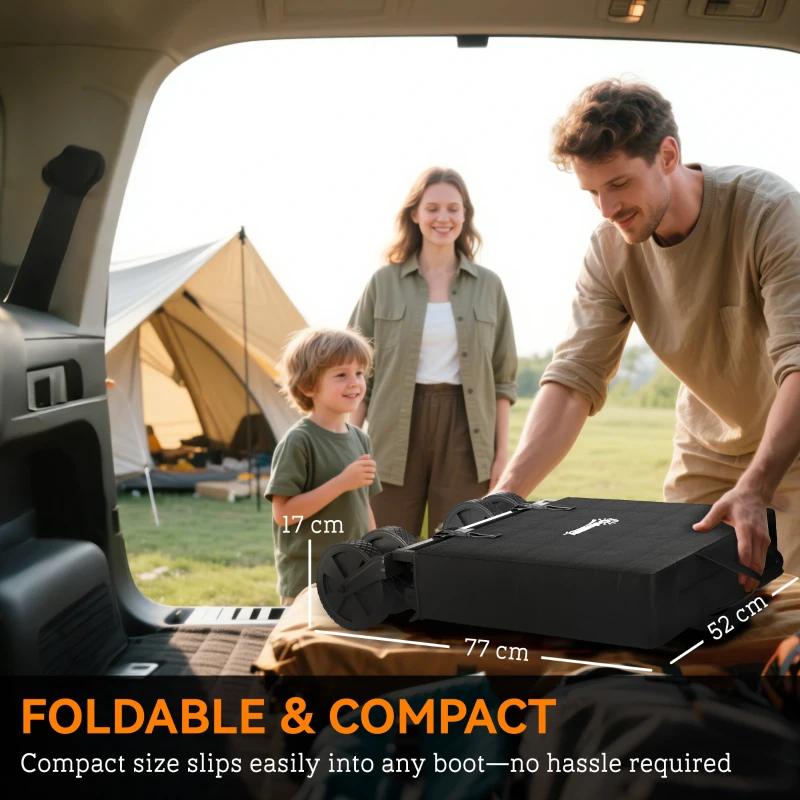 Outsunny Folding Steel Frame Garden Storage Cart, with Wheels and Handle - Black