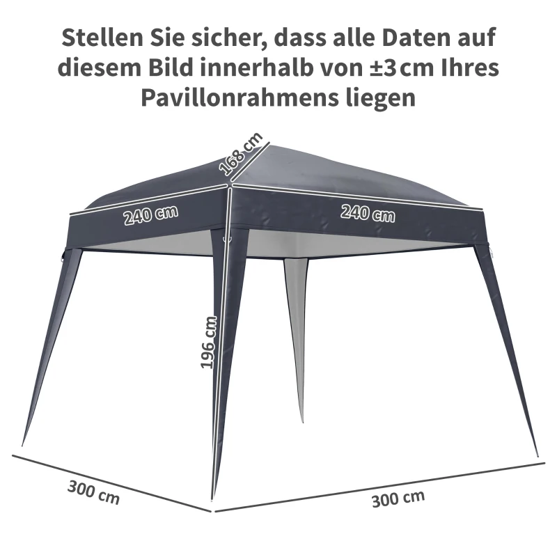 Outsunny Pavillon-Ersatzdach, Ersatzplane für 3 x 3 m Gartenpavillon, Gartenzeltdach-Ersatz, UPF50+, Oxford-Stoff, Dunkelgrau(m-2)