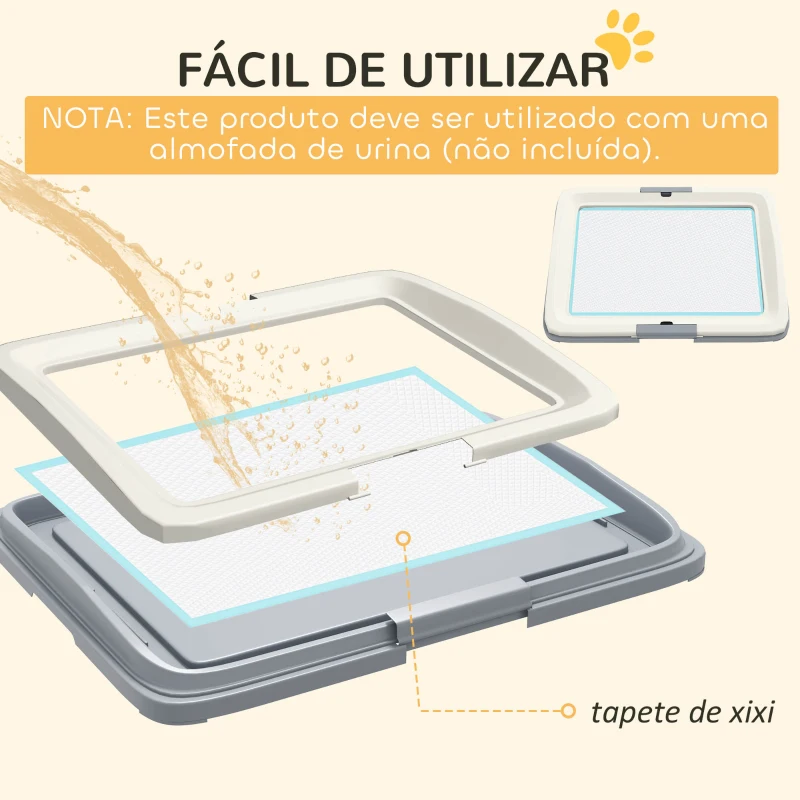 PawHut Tabuleiro para Resguardos de Cães Sanita para Cães com Bandeja para Treino em Exterior e Interior 63x48,5x6 cm Cinza