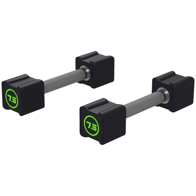 SPORTNOW Kurzhantel-Set, 2x7,5 kg, viereckig, geruchsfrei, rutschfest, Kunststoffmantel, schwarz