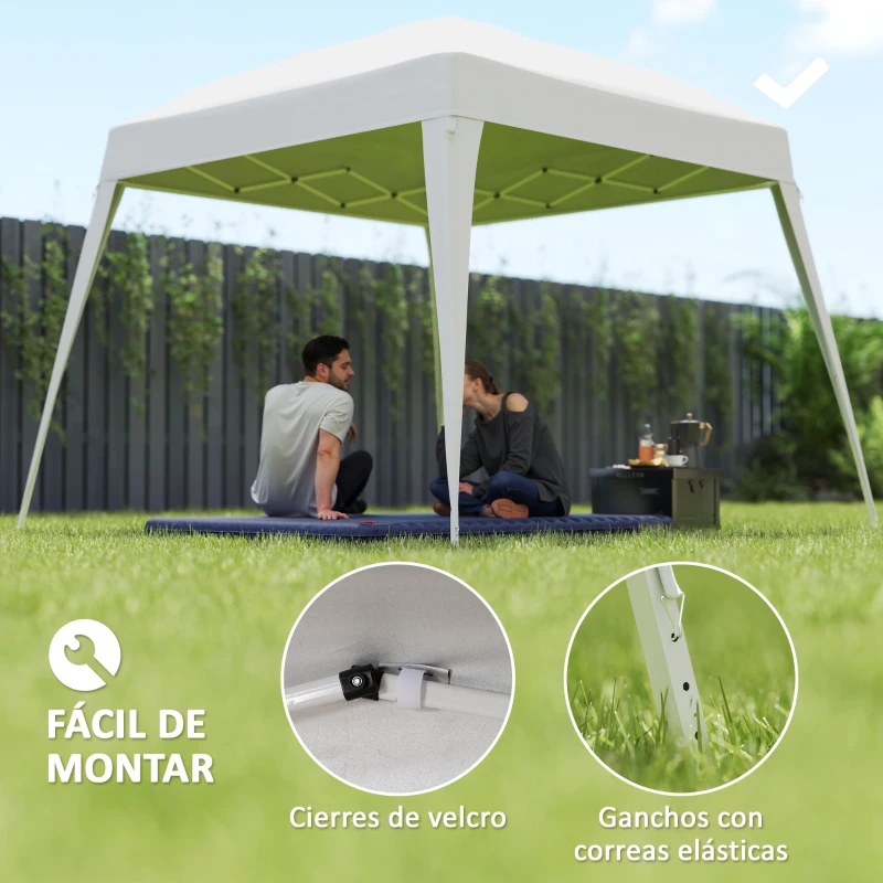 Outsunny Toldo de Recambio para Carpa Plegable de 2,4x2,4 m con Protección Solar UPF 50+ y Cierres de Velcro Blanco SOLO TOLDO