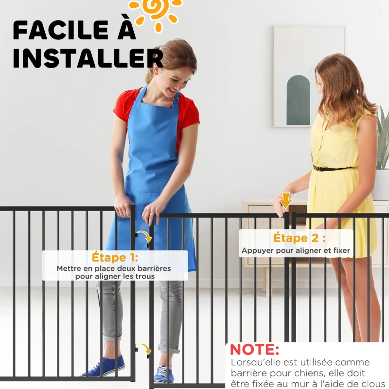 PawHut Parc pour chien, parc pour animaux, 8 panneaux, clôture portable pliable, sécurisé, noir