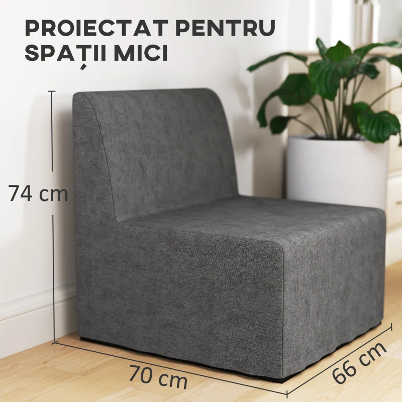 HOMCOM Fotoliu-Pat Modern cu Pernă și Husă de Protecție Antipraf, 67x70x74 cm, Gri