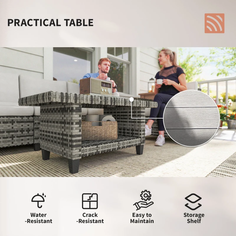 Outsunny Six-Piece Modular Rattan Sofa Set - Light Grey