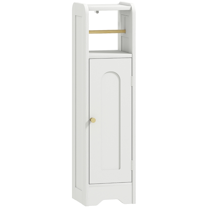 HOMCOM Armário de Casa de Banho Estreito Móvel Auxiliar de Casa de Banho 21x20x79 cm com Prateleira Ajustável Suporte para Papel Higiénico Branco