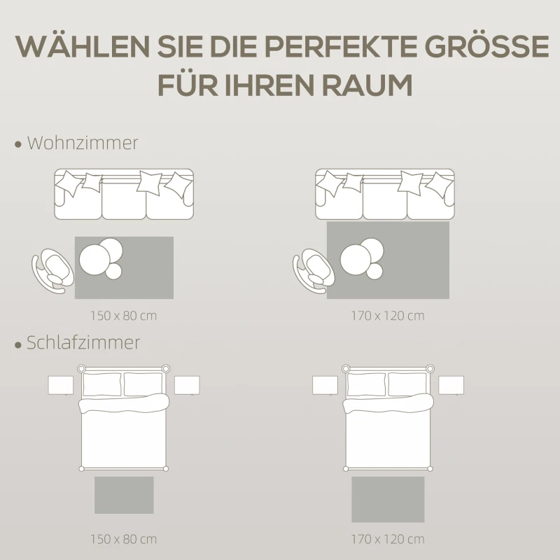 HOMCOM Teppich Wohnzimmerteppich im Modern Stil, waschbar Flächenteppich 150 x 80 cm Dunkelgrau