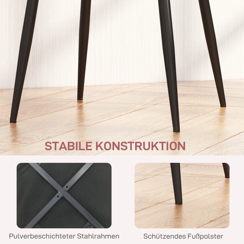 HOMCOM Esszimmerstühle 4er Set Küchenstuhl mit Rückenlehne, Samtoptik, Sessel 45 x 54 x 87 cm Rosa(m-5)