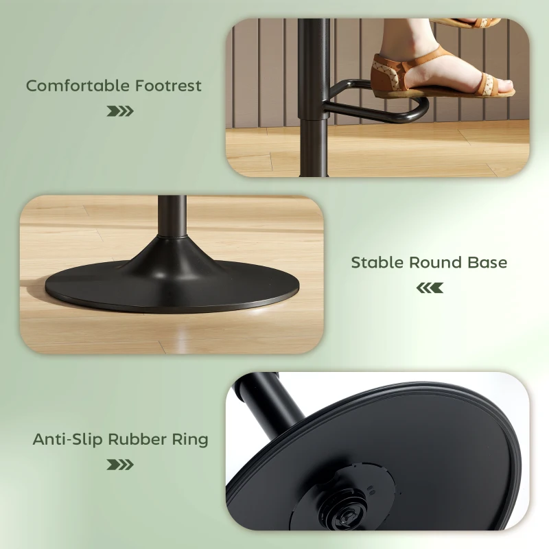 HOMCOM Breakfast Bar Stools Set of 2 Linen upholstery 60-80cm Adjustable Height - Green