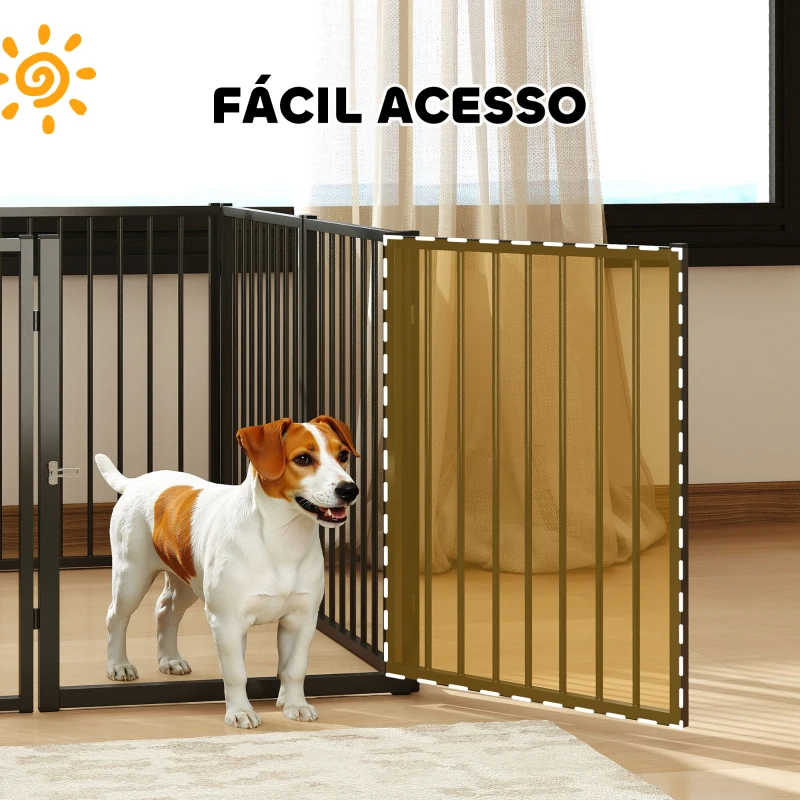 PawHut Parque para Cães com 8 Painéis 60x76 cm Parque para Cães Pequenos e Médios de Aço para Interior e Exterior Preto