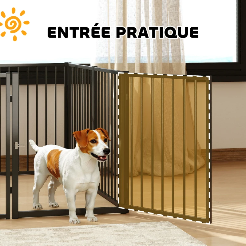 PawHut Parc pour chien, parc pour animaux, 8 panneaux, clôture portable pliable, sécurisé, noir