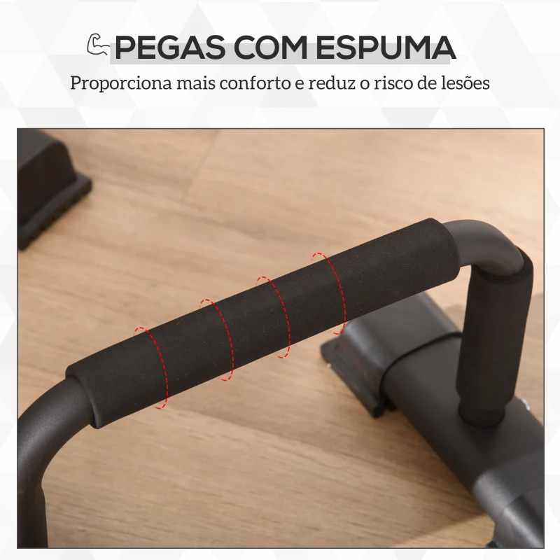 HOMCOM Barras Paralelas em Aço com Base Antiderrapante e Pegas Acolchoadas para Treino de Fitness 36x25x20 cm Preto