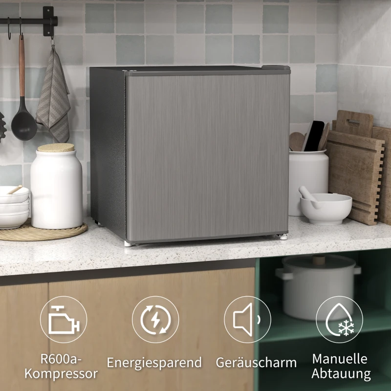 HOMCOM Mini-Vriezer 35 L, Electrische Vriesbox, Vrijstaand 161W, Mini Diepvrieskist 47 x 44,2 x 48,8 cm, Grijs(m-8)