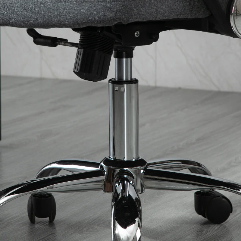 Vinsetto Office Chair Linen Fabric Swivel Computer Desk Chair Home Study Adjustable Chair with Wheels, Grey