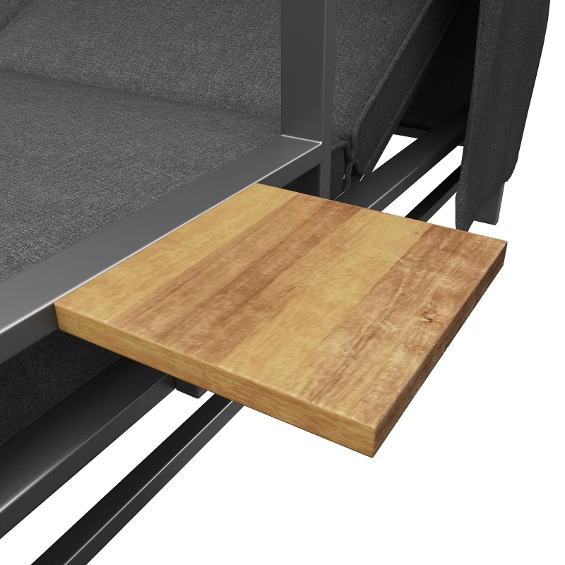 Set da giardino per 2-4 persone, set di lettini prendisole con tetto pieghevole, 130x178x127 cm, Grigio scuro