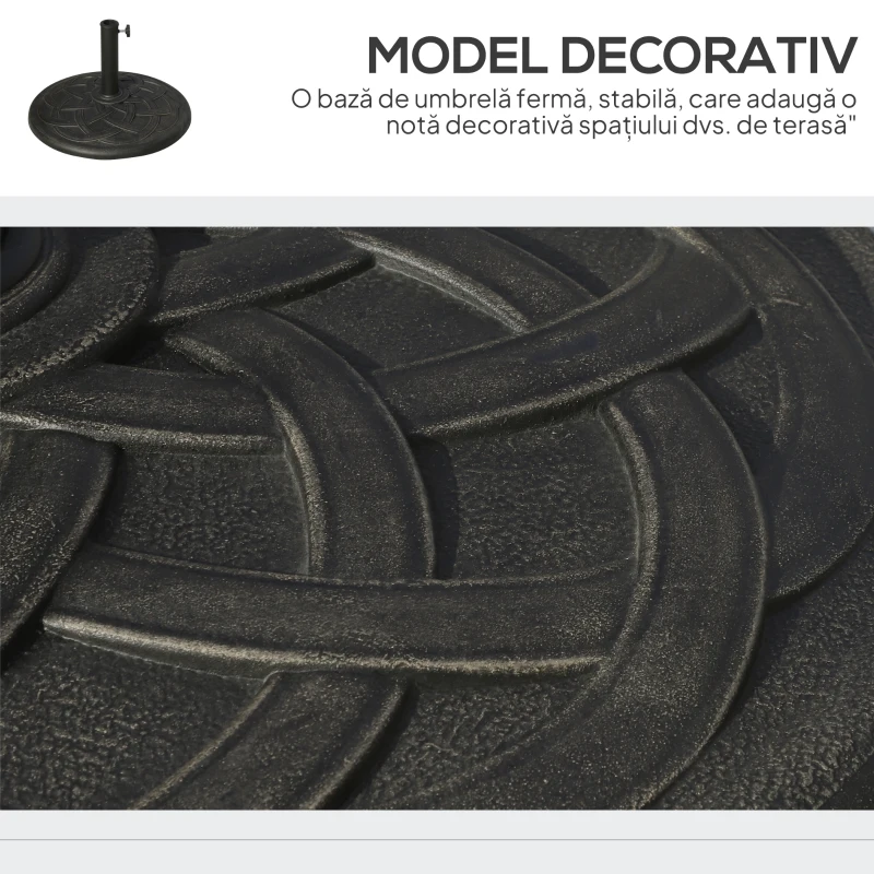 Outsunny Baza pentru Umbrela din Rasina 19 kg cu Decoratiuni si Cuplaj, Rezistenta la Rugina, Φ54.5cm, Bronz