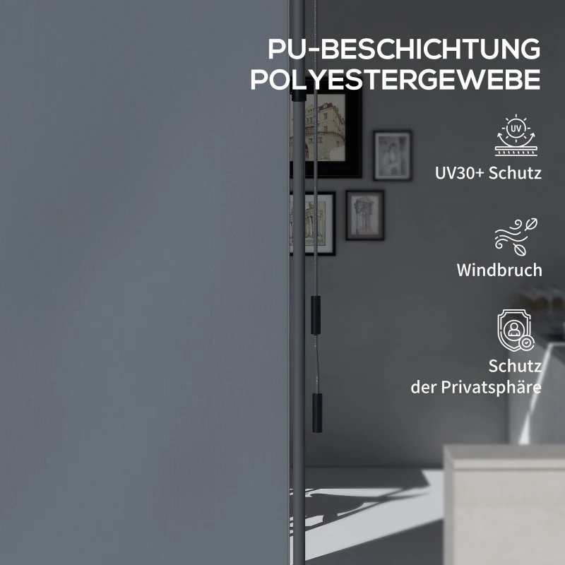 Outsunny Freistehende Markise, verstellbare Länge, Montage ohne Bohren, Aluminiumrahmen, 1,5 x 2,2-3,1 m, Dunkelgrau