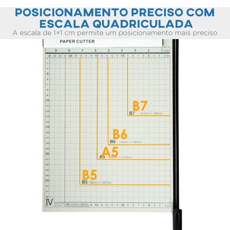 HOMCOM Cortador de Papel A4 Cortador de Papel Profissional Capacidade 12 Folhas com Régua 48x26,5x5 cm Branco