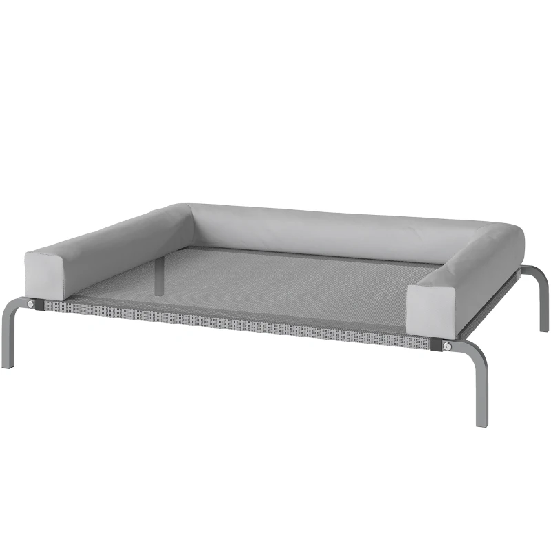 PawHut Cama Elevada para Perros Refrescante con Refuerzos Extraíbles Malla Transpirable y Marco de Acero 110x75x30 cm Gris