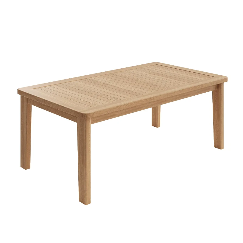 Ensemble de canapé d'extérieur en bois, ensemble de meubles de jardin pour 4-5 personnes avec 2 canapés individuels, 1 canapé double, 1 table, Couleur naturelle