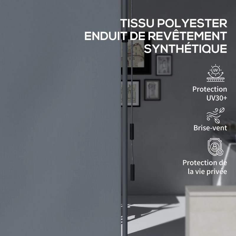 Outsunny Store manuel rétractable sur pied longueur réglable manivelle installation sans perçage métal alu. polyester gris foncé