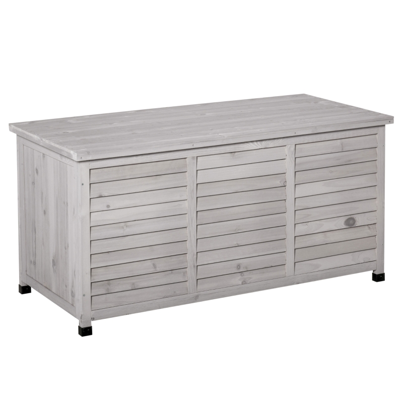 Outsunny Gartenbox, wetterbeständig, luftdurchlässig, Kissenbox, Aufbewahrungsbox, Fichtenholz, grau, 127 x 56 x 60 cm