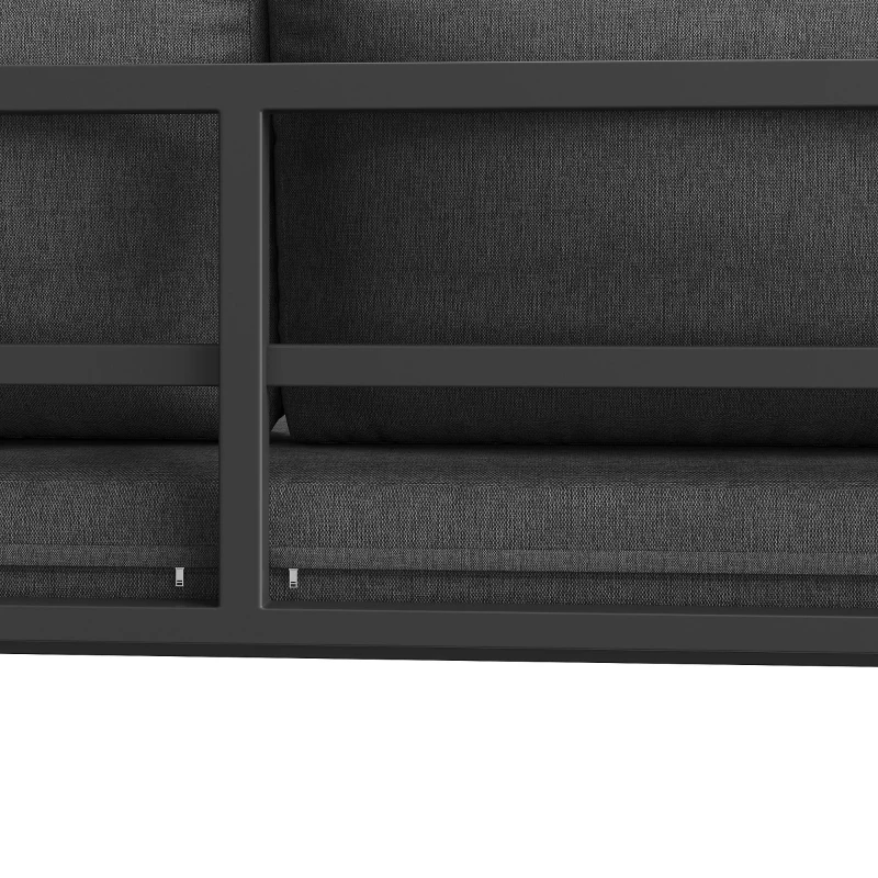 Set de lounge pentru grădină pentru 6-7 persoane, mobilier din ratan cu cadru din fier galvanizat și picioare reglabile, inclusiv perne de șezut și spătar, Gri