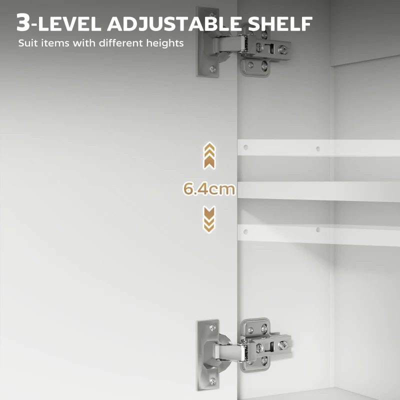 HOMCOM Bathroom Mirror Cabinet with Soft-Close Doors and Adjustable Shelf - White