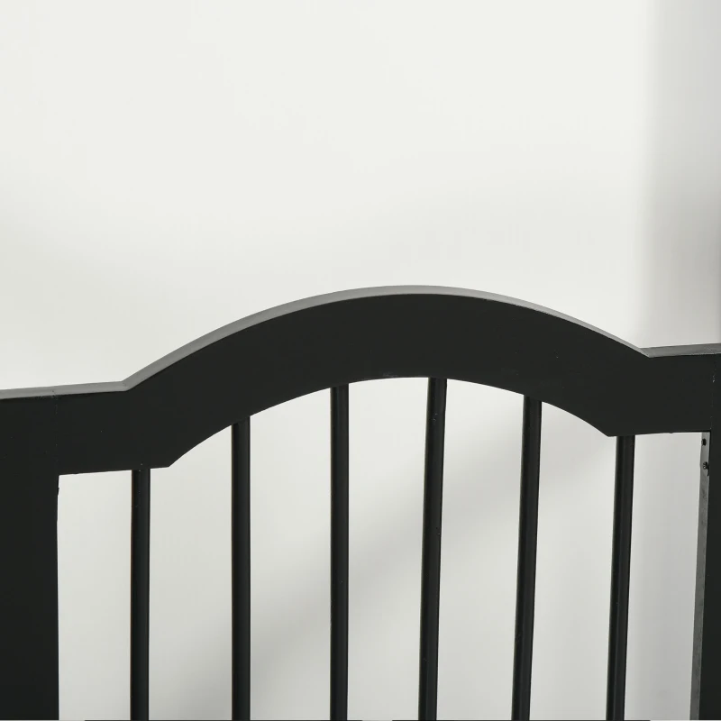 PawHut Bramka ochronna, osłona dla psa, różne konfiguracje, 3-częściowa, z dwoma nóżkami podporowymi, stabilna, składana, do użytku wewnątrz i na zewnątrz, MDF, czarna, 154,5 x 29,5 x 61 cm