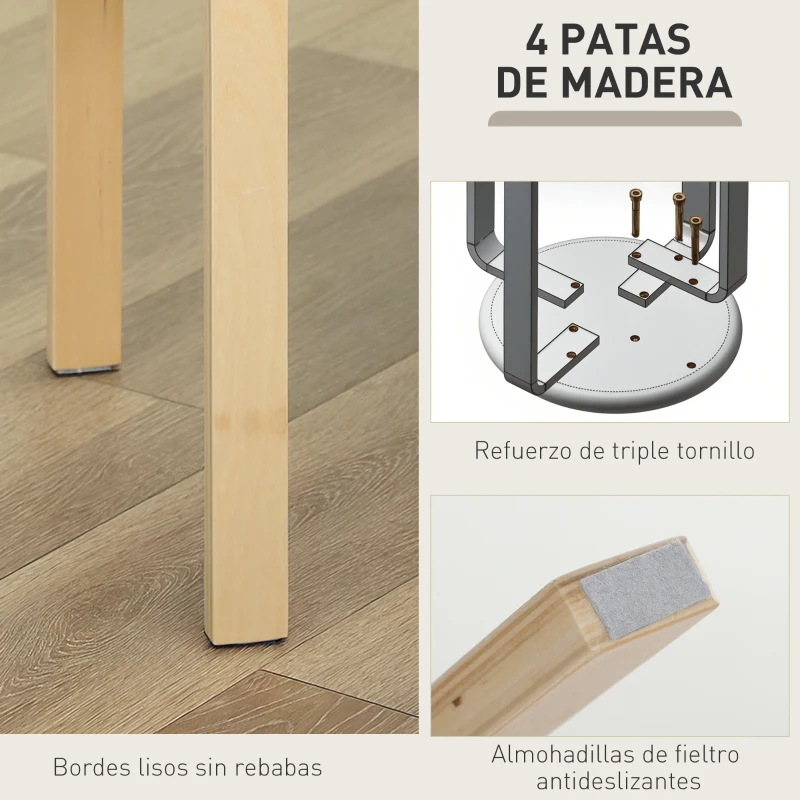 HOMCOM Juego de 4 Taburetes Redondos de Madera Apilables con Asiento Acolchado para Cocina Comedor Dormitorio Amarillo
