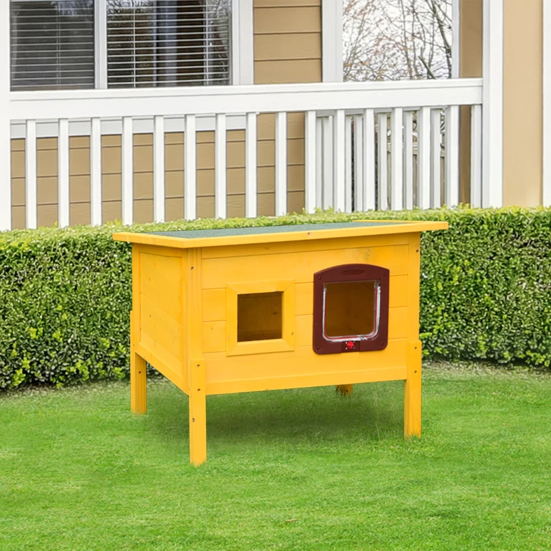 PawHut Cușcă pentru Animale Domestice din Lemn de Brad, 70x51.5x60cm