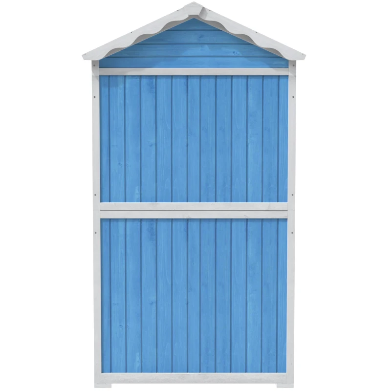 Abri de jardin en bois pour meubles d'extérieur, design résistant aux intempéries avec renforts en forme de X, 93x45x179 cm, Bleu