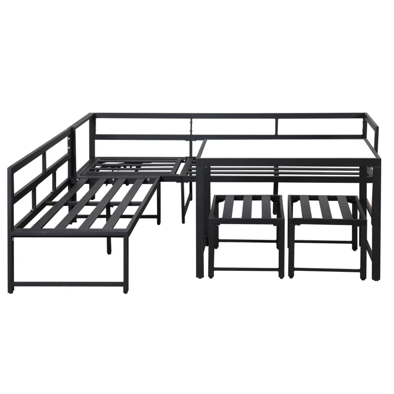 Ensemble de mobilier de jardin 5 pièces, ensemble de sièges avec dossier réglable, Noir+Gris(m-11)