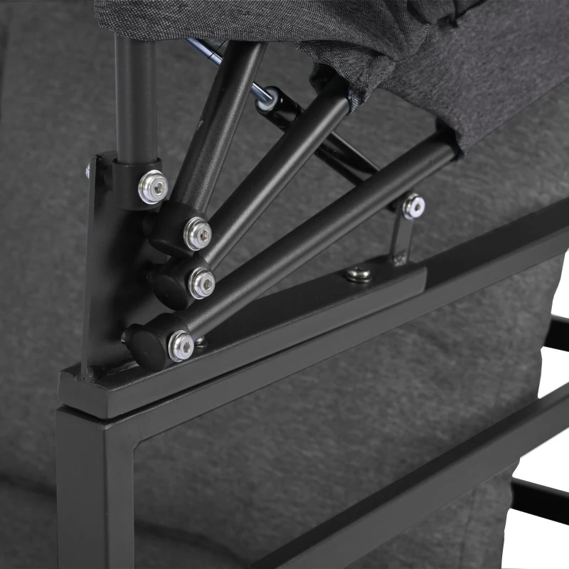 Set di mobili da giardino a 4 pezzi, divano 3 posti con tenda, 2 poltrone singole e tavolino da caffè, 176x178x145 cm, Grigio