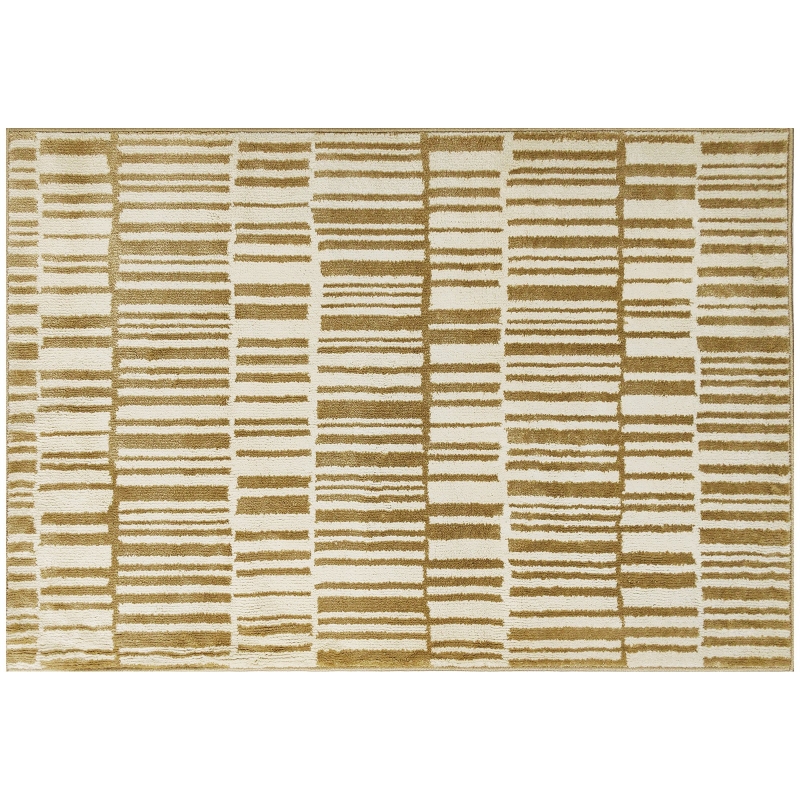 HOMCOM Alfombra Salón 170x120 cm Lavable en Lavadora Pelo Corto Estilo Moderno Tapete para Sala de Estar Dormitorio Crema