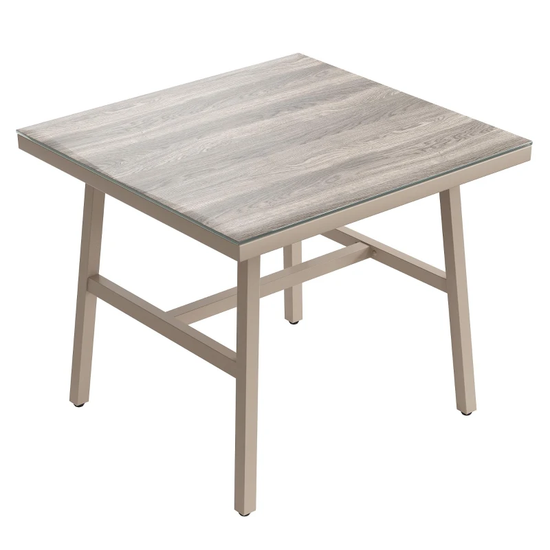 Juego de Muebles de Jardín con Sofá Esquinero y Tablero de Mesa de Vidrio Templado Incluye Cojines de Asiento y Respaldo Beige