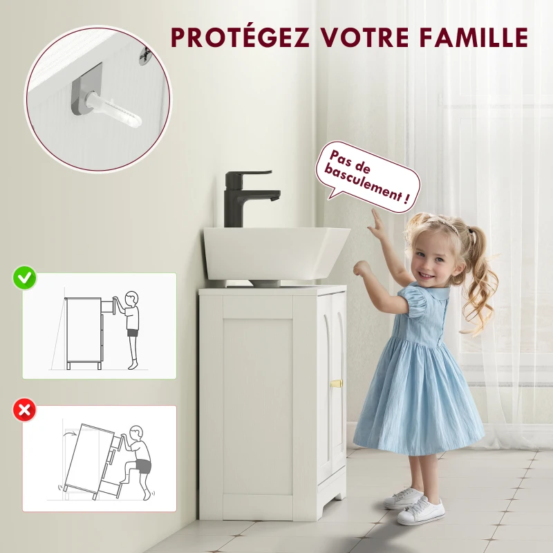HOMCOM Meuble sous lavabo salle de bain avec placard à portes et étagère réglable, pour bassin avec ou sans pédestal, blanc