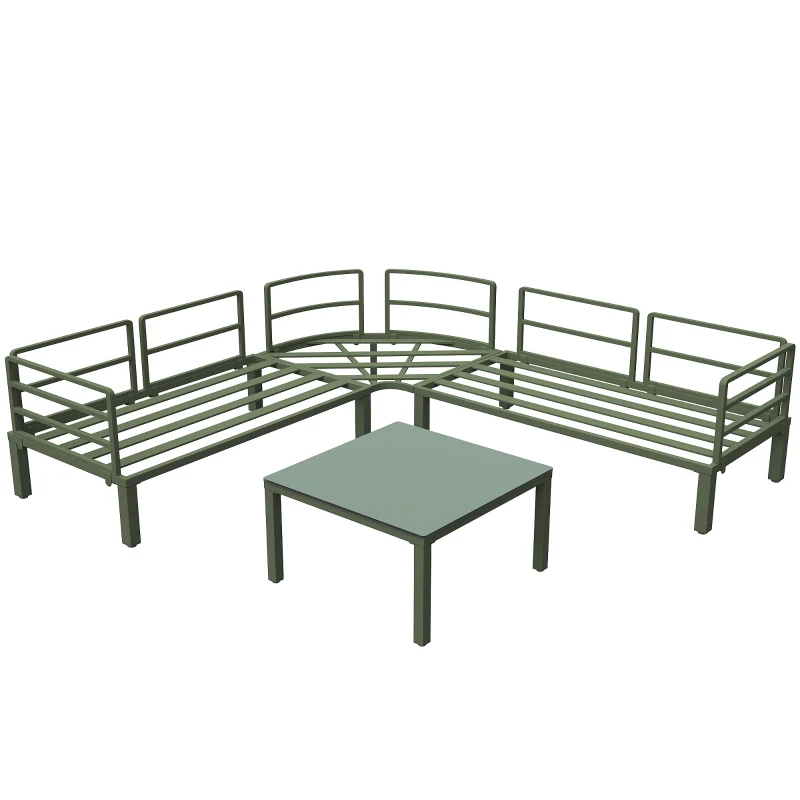 Juego de Muebles de Jardín para 4-5 Asientos 1 Mesa de Centro de Vidrio Templado Cómodos Cojines y Almohadas Beige