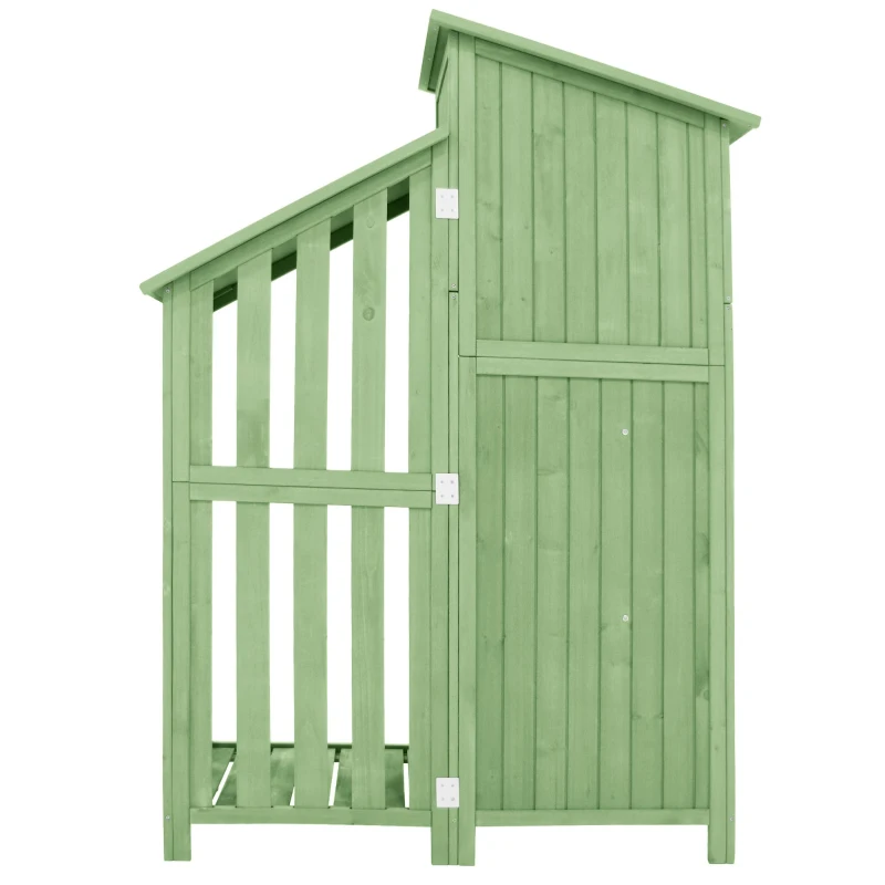 Abri de jardin avec 2 étagères, cabanon avec grand espace de rangement, 124x46x174 cm, Vert