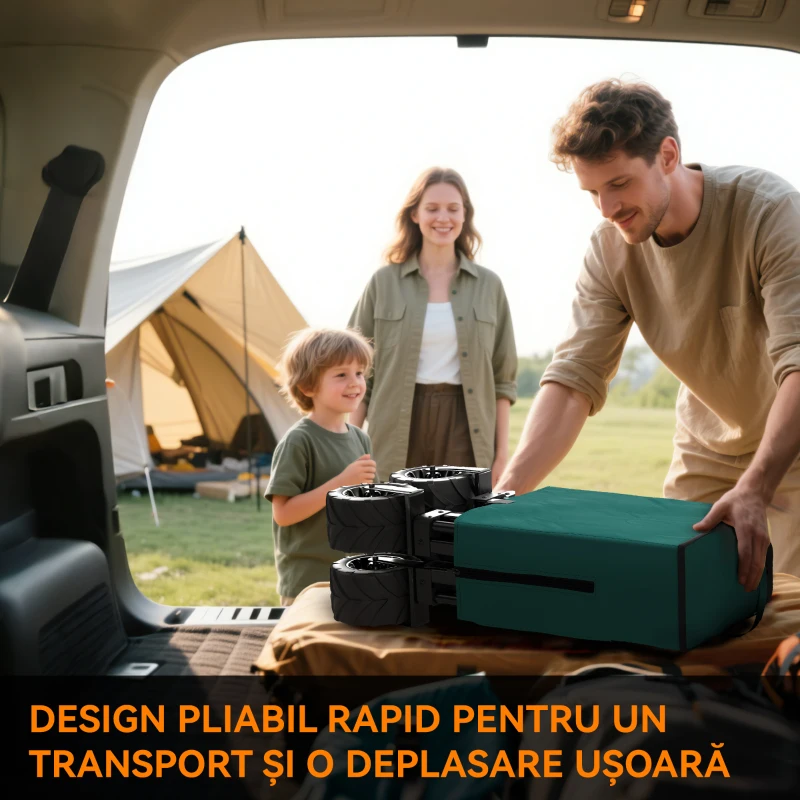 Outsunny Cărucior de Grădină cu Mâner Telescopic, Cărucior pentru Transport Obiecte până la 70 kg, 108x55 cm, Verde