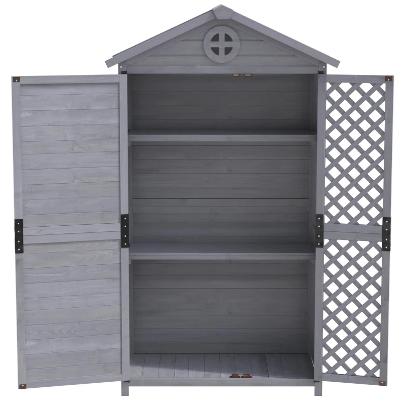 Capanno per archiviazione da giardino in legno, resistente alle intemperie, ampio spazio 101,5x56,5x175,3 cm, grigio