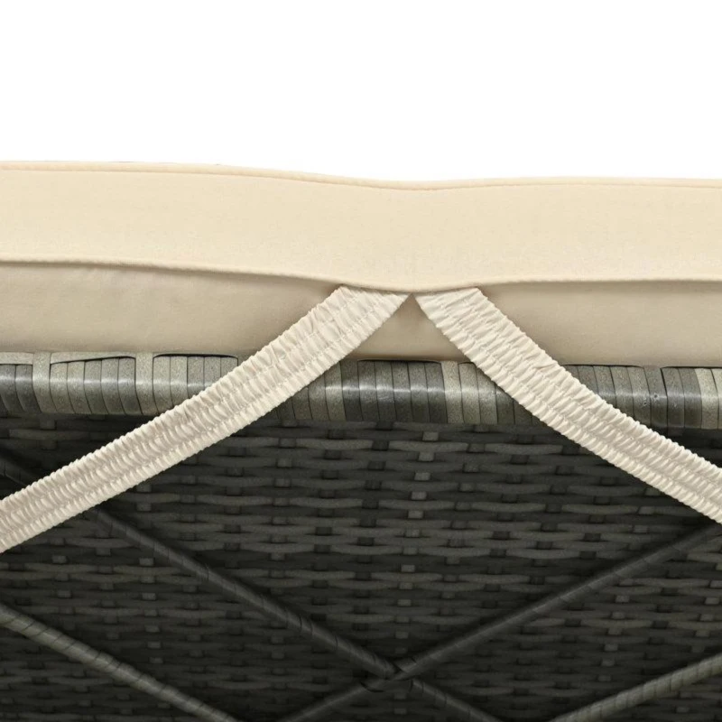 Cama Doble de Jardín con Cortina de Sombra Tumbona de Ratán con Respaldo Ajustable y Mesa Auxiliar Desmontable 187x 128x 186 Cm Beige