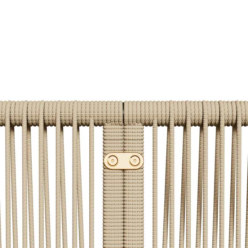 5-teiliges Garten-Lounge-Set mit Seil, verstellbare Füße, glatte Glas-Tischplatte, inklusive Sitz- und Rückenkissen, Beige