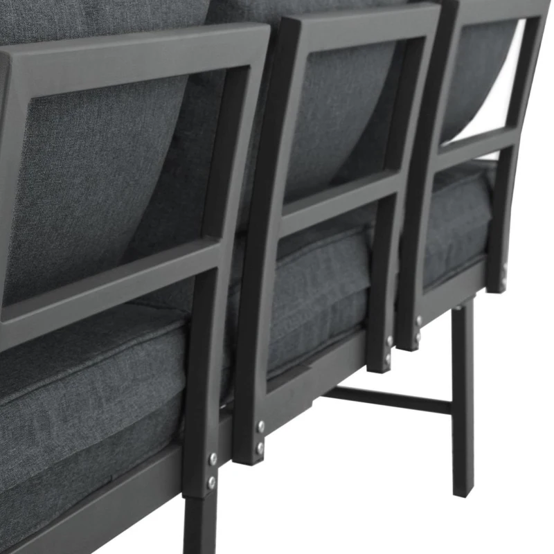 Juego de Muebles de Jardín para 5-6 Personas con 2 Sofás de 3 Plazas 1 Mesa Incluye 7 Cojines Grises Gris