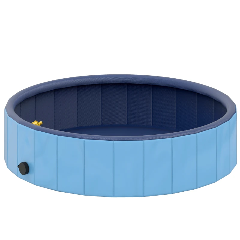 PawHut Piscina para Perros Medianos y Pequeños Plegable con Aspersor de PVC Antideslizante Resistente Ø100x30 cm Azul Claro